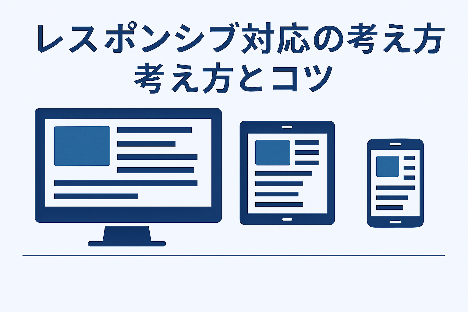 パソコン、タブレット、スマホの表示のイラスト。